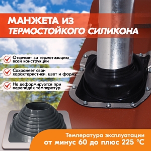 Кровельный уплотнитель дымохода прямой № 7 силикон 157-280 mm черный