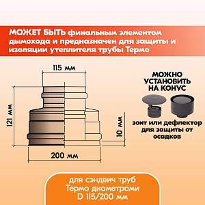 Конус Термо КТ-Р 430-0.5/430 D115/200 Черный (RAL 9005) порошок Т до 200С*