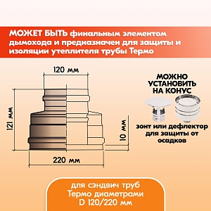 Конус Термо КТ-Р 304-0.5/304 D120/220 с хомутом