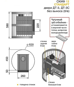 Печь банная Везувий Скиф Стандарт 12 (ДТ-3) б/в